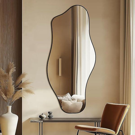 Mirrorons Irregular Wall Mirror, Black Asymmetrical Mirror Decorative Bathroom Mirror, Cloud Mirror, Modern Vanity Mirror, Shatterproof Black Mirror