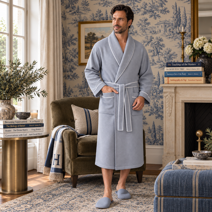 Premium Waffle Piping Robe for Men