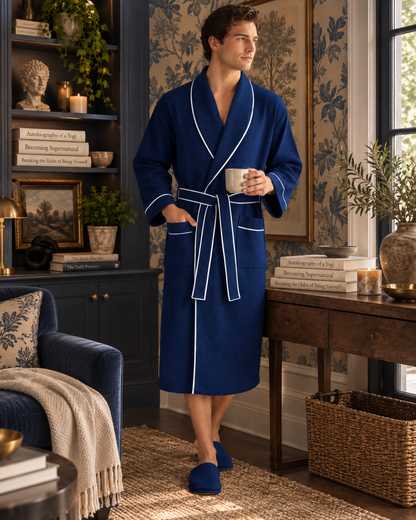 Premium Waffle Piping Robe for Men