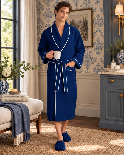 Premium Waffle Piping Robe for Men