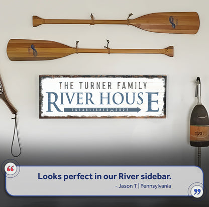 Family River House Arrow Sign