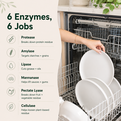 Powerful Dishwasher Detergent with Enzymes — No Microplastics, No Residue