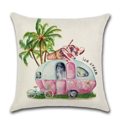 Elegant Linen Cushion Cover Black White Plaid Flower Pillow Case Throw Pillow Covers Waterproof Summer Outdoor Pillow Covers Home Summer Pillow Covers Home Decorative Pillows Cover For Sofa 45x45CM