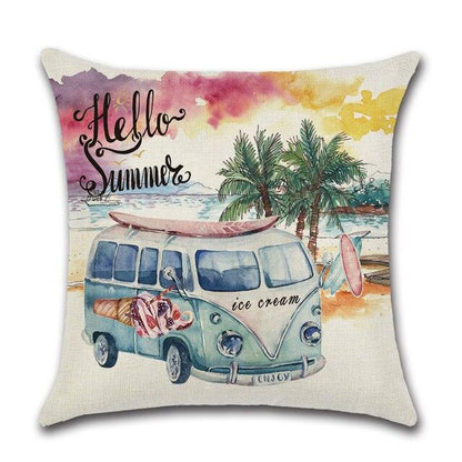 Elegant Linen Cushion Cover Black White Plaid Flower Pillow Case Throw Pillow Covers Waterproof Summer Outdoor Pillow Covers Home Summer Pillow Covers Home Decorative Pillows Cover For Sofa 45x45CM