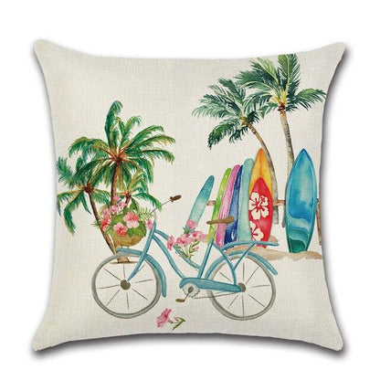 Elegant Linen Cushion Cover Black White Plaid Flower Pillow Case Throw Pillow Covers Waterproof Summer Outdoor Pillow Covers Home Summer Pillow Covers Home Decorative Pillows Cover For Sofa 45x45CM