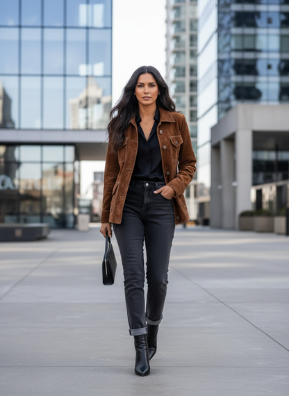 Full Size Button-Down Long Sleeve Jacket Plus Size