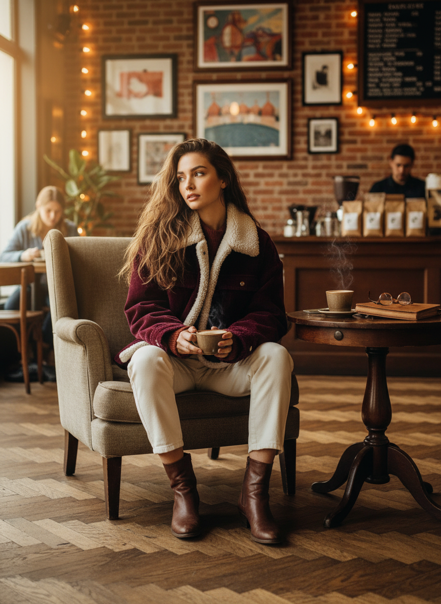 Sherpa Collar Corduroy Button-Up Jacket